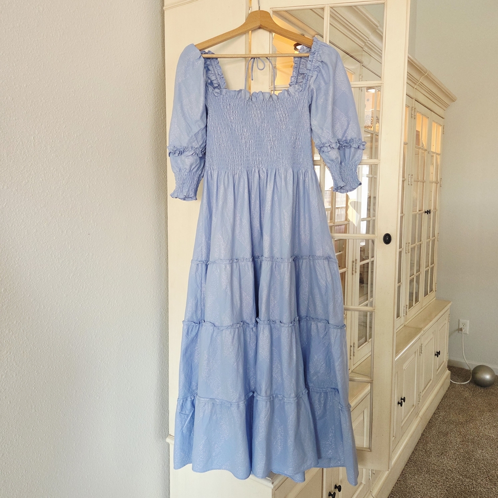 HILL HOUSE Nesli Nap Dress Sparkle Blue